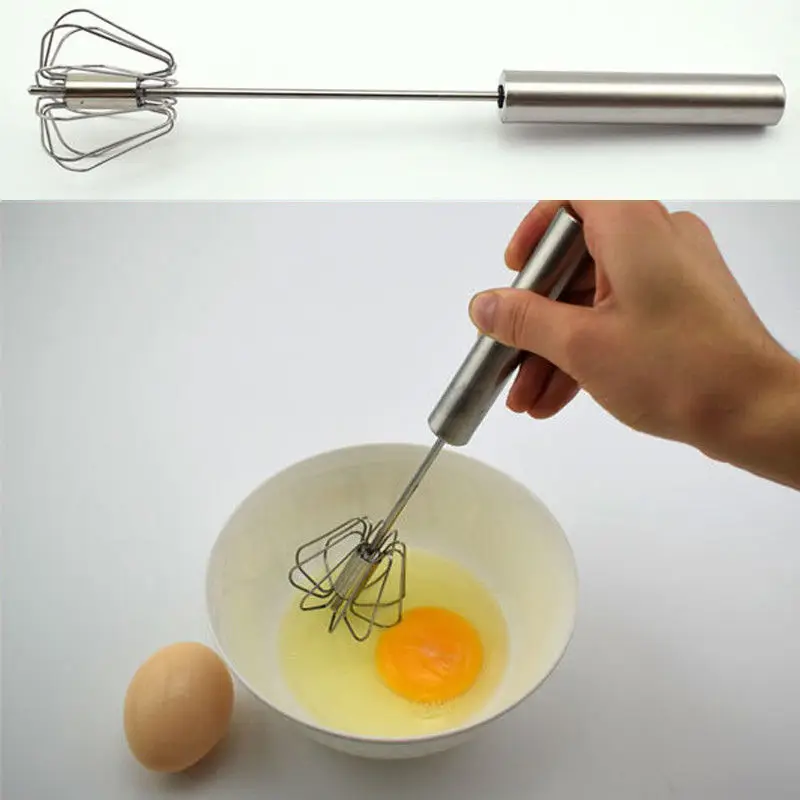 

1PC Stainless Steel Mixer Egg Beater Hand Manual Self Turning Whisk Hand Blender Egg Cream Stirring Kitchen Tools Hot Sale