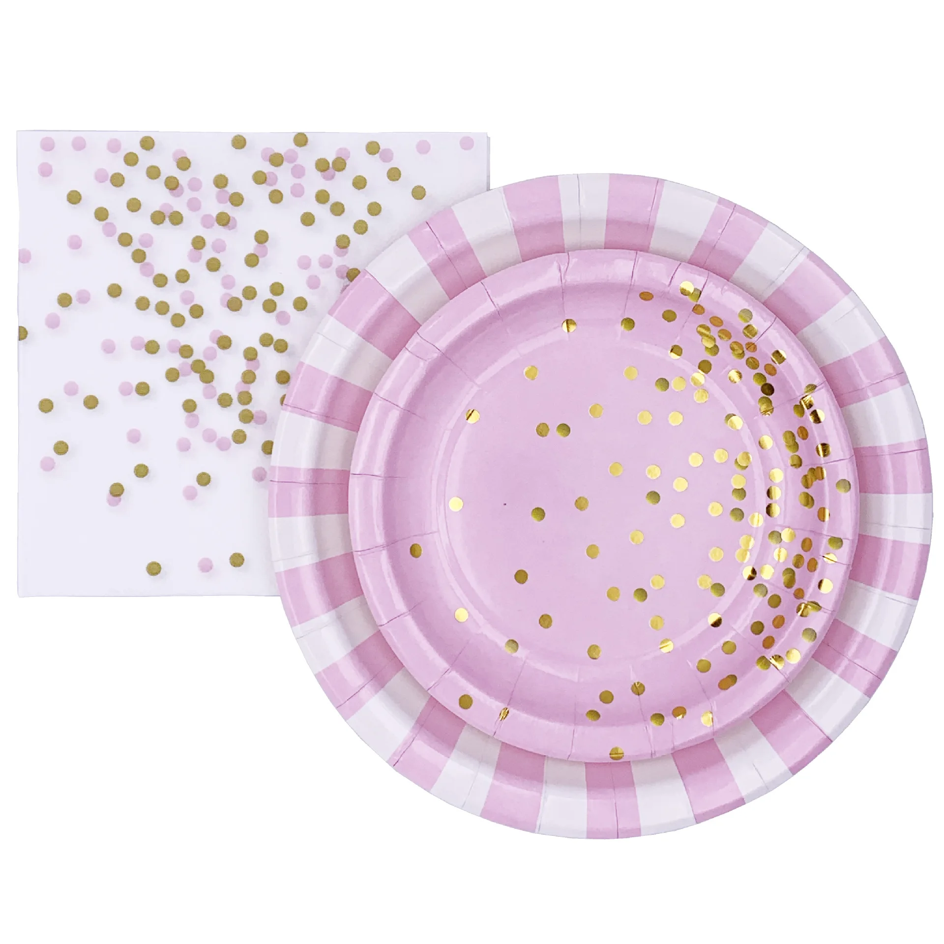 Розовые бронзовые полосатые детские бумажные стаканчики для