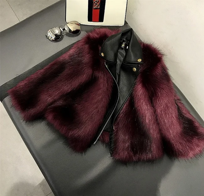 Wine Red Модная зимняя одежда и пальто для малышей, детское меховое пальто для дочки, детская одежда из искусственного меха, меховое пальто для детей 2-10 лет - Цвет: Wine Red