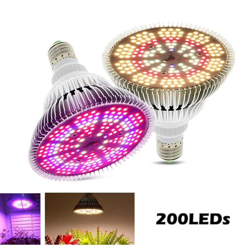 

300W LED Grow Light Bulb E27 LED Plant Bulb 200 LEDs Sunlight Full Spectrum Indoor Flower Vegetables Seedling plant growth Lamp