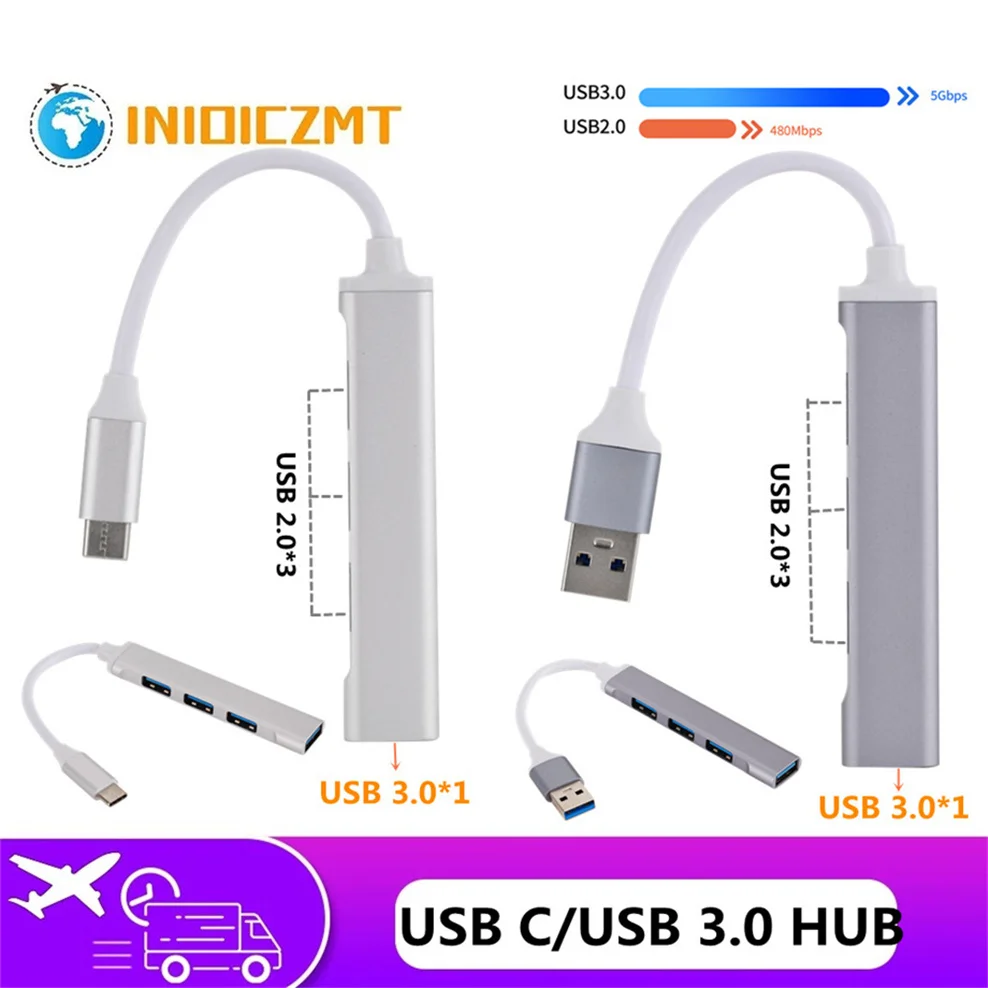 

USB C HUB 3.0 Type C 3.1 4 Port Multi Splitter Adapter OTG For Lenovo Xiaomi Macbook Pro 13 15 Air Pro PC USB 3.0 HUB Adapter