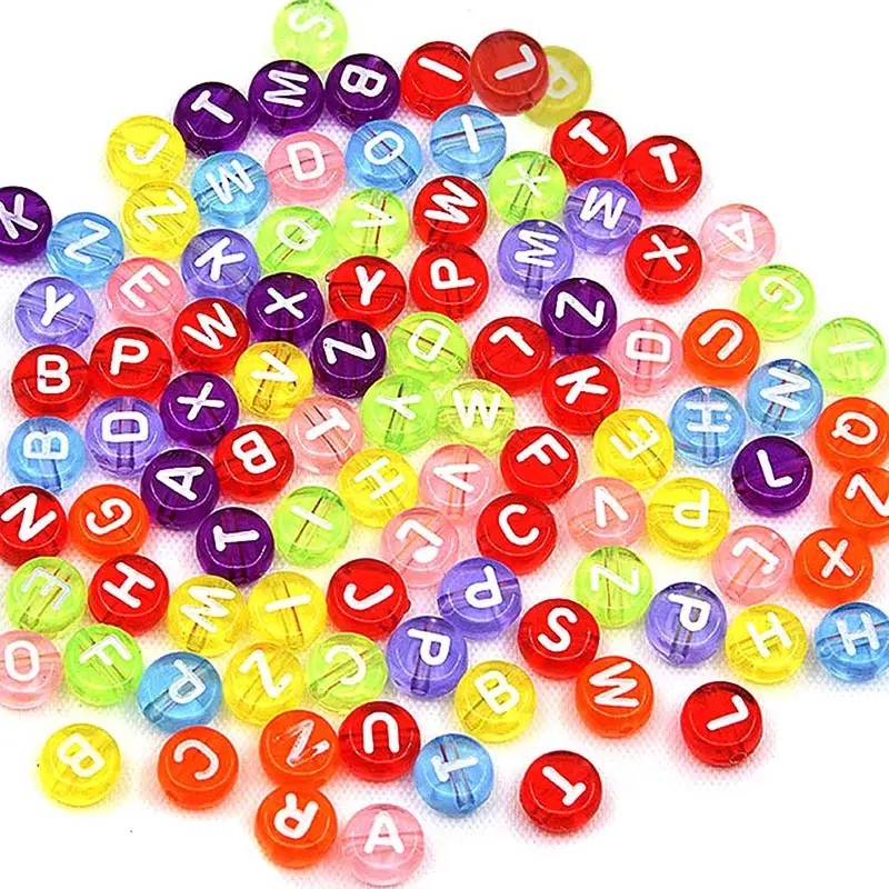 DIY квадратные круглые акриловые бусины алфавита россыпью для изготовления