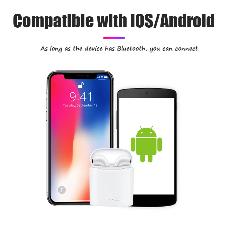 i7 i7s tws wireless bluetooth earphones earbuds handsfree in ear earphone with charging box for iphone huawei xiaomi hot sell free global shipping