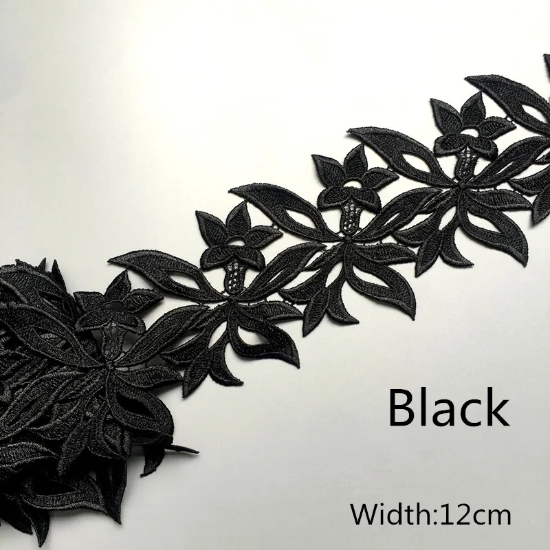 1 yard black 20 ярдов 12 см пользовательские цвета белый вышитый водорастворимый кружевной ткани DIY аксессуары для одежды кружевной отделкой шитье ремесло DB-DZ1 - Цвет: 1 yard black