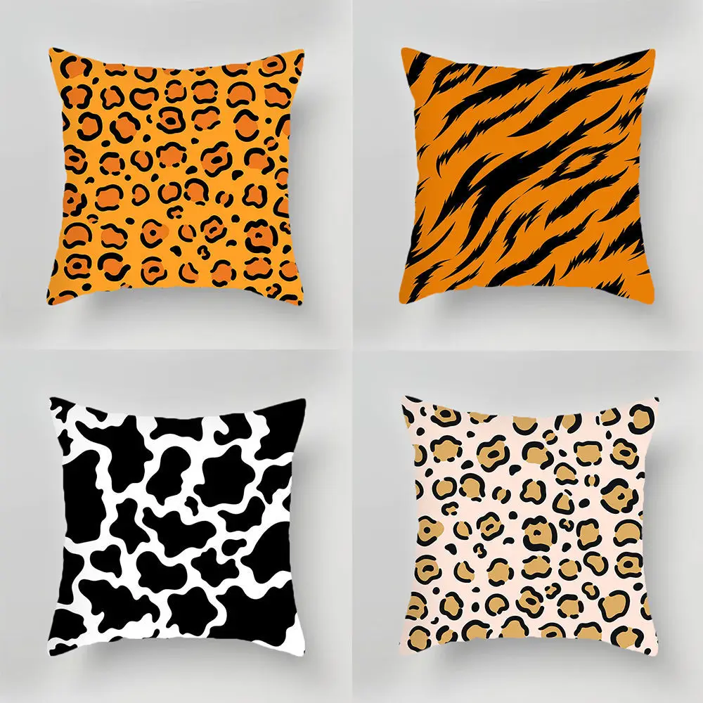 

Irregular Geometric Leopard Pattern Square Pillow Sofa Bedside Waist Pillow Case Cushion Cover Homestay Office Decoration