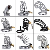 stainless steel 3 penis rings bird cock cage lock adult game metal male chastity belt device penis ring sex toys for men