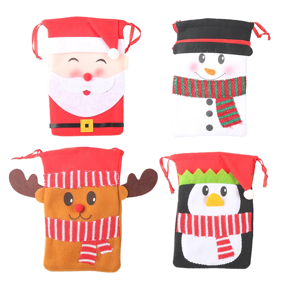 Новогодние рождественские мешки Нетканая вместительная сумка со шнуром Санта