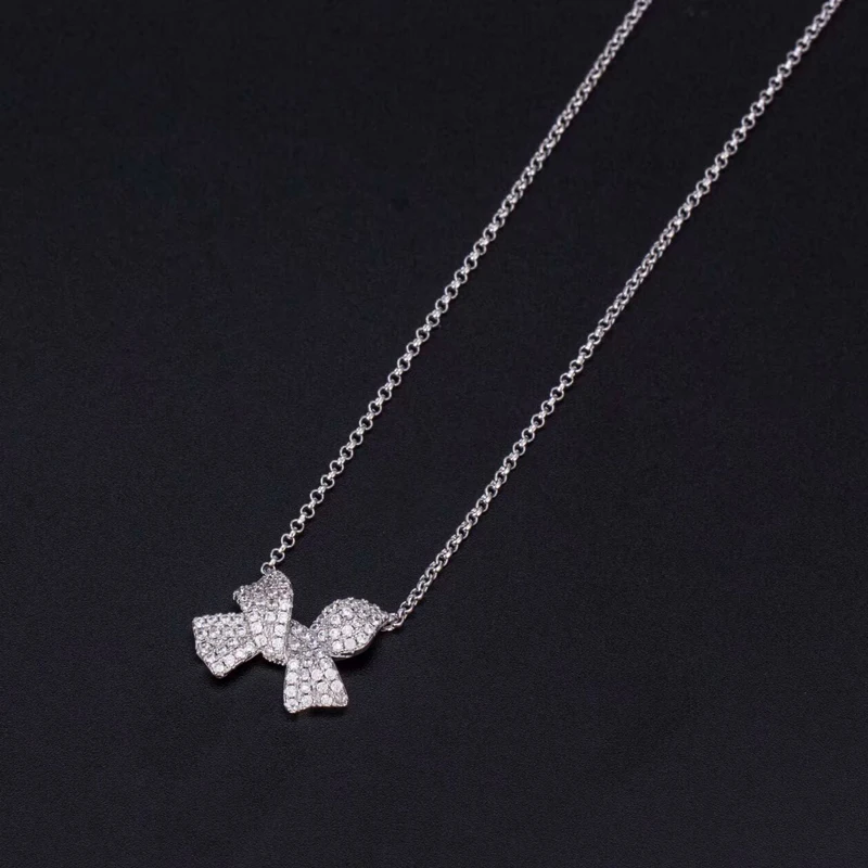 

Adjustable S925 Sterling Silver Bow Necklace Banquet Simple Fashion Original High-end Luxury Brand Monaco Jewelry Ladies Gift