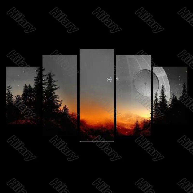 

Poster Tree-Death-Star Landscape Canvas Painting 5Pcs Wall Art Customizable Decoration for Living Room and Bedroom Frameless