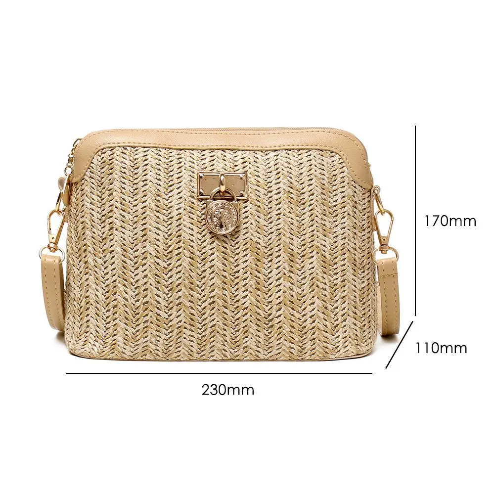 

Fashion Straw Crossbody Bags for Women 2021 High Quality Woven PU Leather Boho Beach Holiday Women Ladies Shell Shoulder Bags