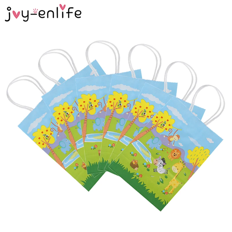 Подарочные пакеты с животными в стиле сафари бумажные для украшения детского дня