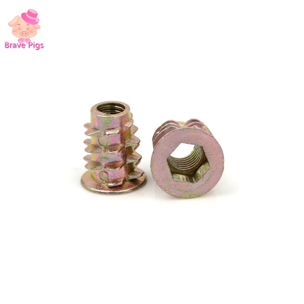 50 шт. M4/M5/M6 * 8/10/13 стандартная гайка для деревянной вставки Фланцевая с