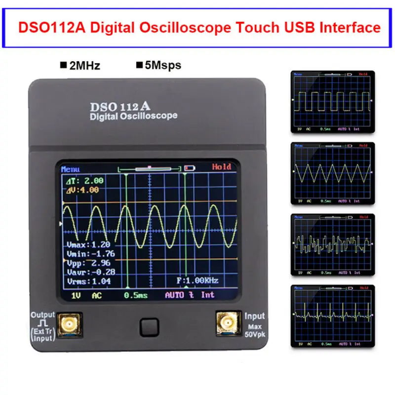 

Цифровой осциллограф DSO112A, портативный мультиметр TFT, тестер 2 МГц, 5 Мвыб./с, 2 мВ/дел, высокая точность и низкий уровень шума, электрический