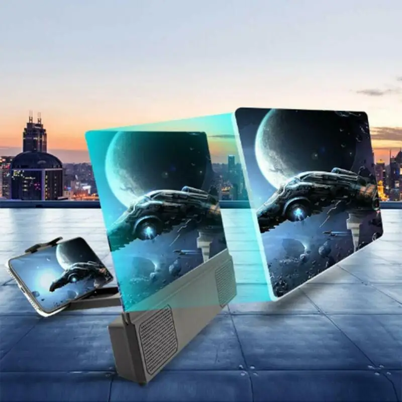 12 Inch Universals Phone Screen Magnifiers 3D HD Video Screen Amplifier Folding Mobiles Phone Desktop Bracket With Holder