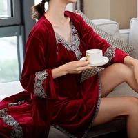 puimentiua 4 pcs women pajamas set embroidery sleepwear female homewear robe dress sets bridal wedding dress comfort lingerie