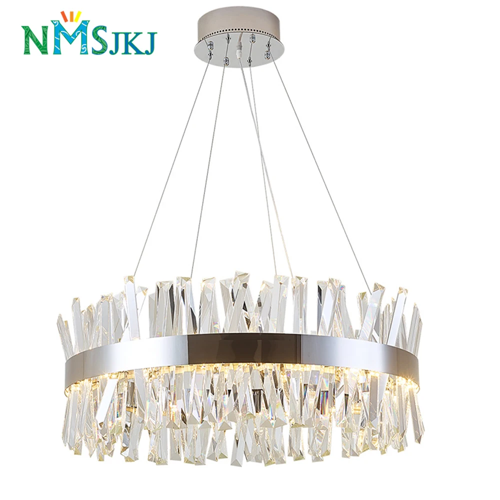 Современный роскошный серебряный круглый хромированный светодиодный