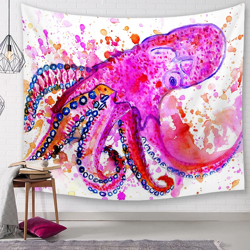 

CAMMITEVER Octopus Tapestry Sea Animals Wall Hanging Sandy Beach Throw Rug Blanket for Home Bedroom Decoration