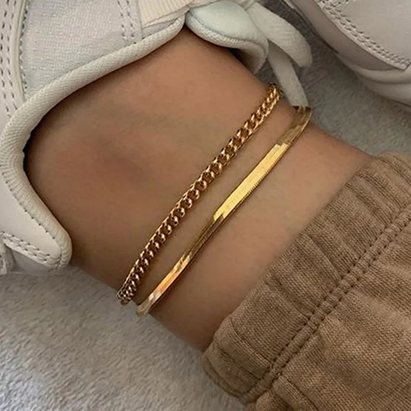

3pcs/set Gold Color Simple Chain Anklets For Women Beach Summer Jewelry Leg Chain Ankle Bracelets Women Girls Foot Accessories