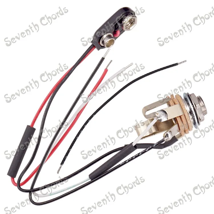 

A Set Bass Guitar Wiring Harness Prewired Stereo Jack & 9V Battery Buckle for Active Pickup Humbucker