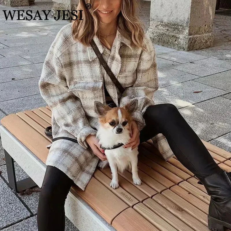 

WESAY JESI Женская куртка Мягкая твидовая весна-осень 2021 модная женская винтажная Свободная блузка уличная одежда для девушек