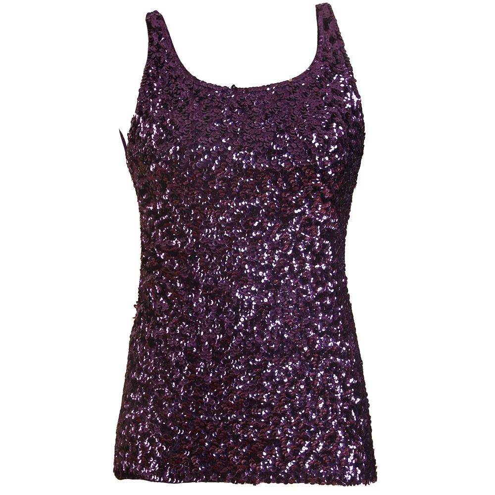 Элегантная блестящая женская футболка без рукавов BLINGSTORY топ с блестками для