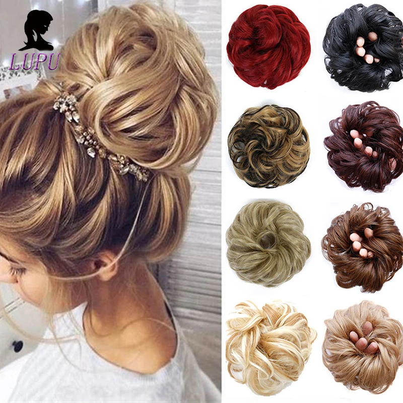 LUPU спутанный шиньон пучок из синтетических волос кудрявые шиньоны с резинкой
