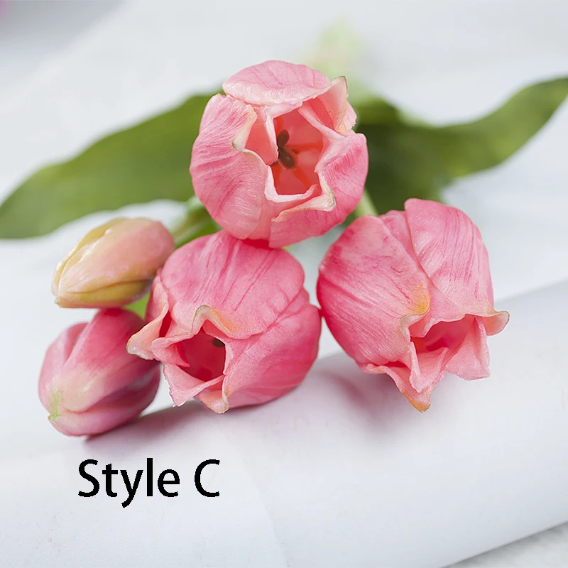 

5pcs/Bouquet New Silicone Tulip Artificial Flower Real Touch Fake Flower Bouquet for Wedding Decoration Flowers Home Garen Deco