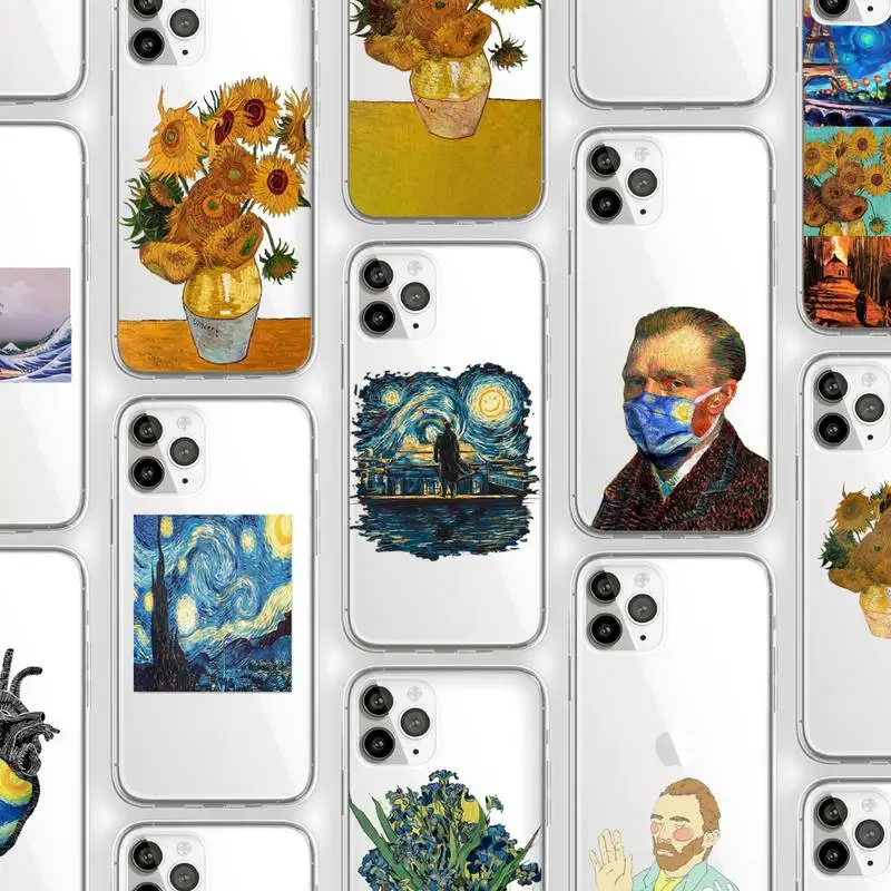 

Art Aesthetic Vincent Van Gogh Starry Night Phone Case Transparent for iPhone Samsung 11 12 6 7 8 9 30 Pro X Max XR Plus lite