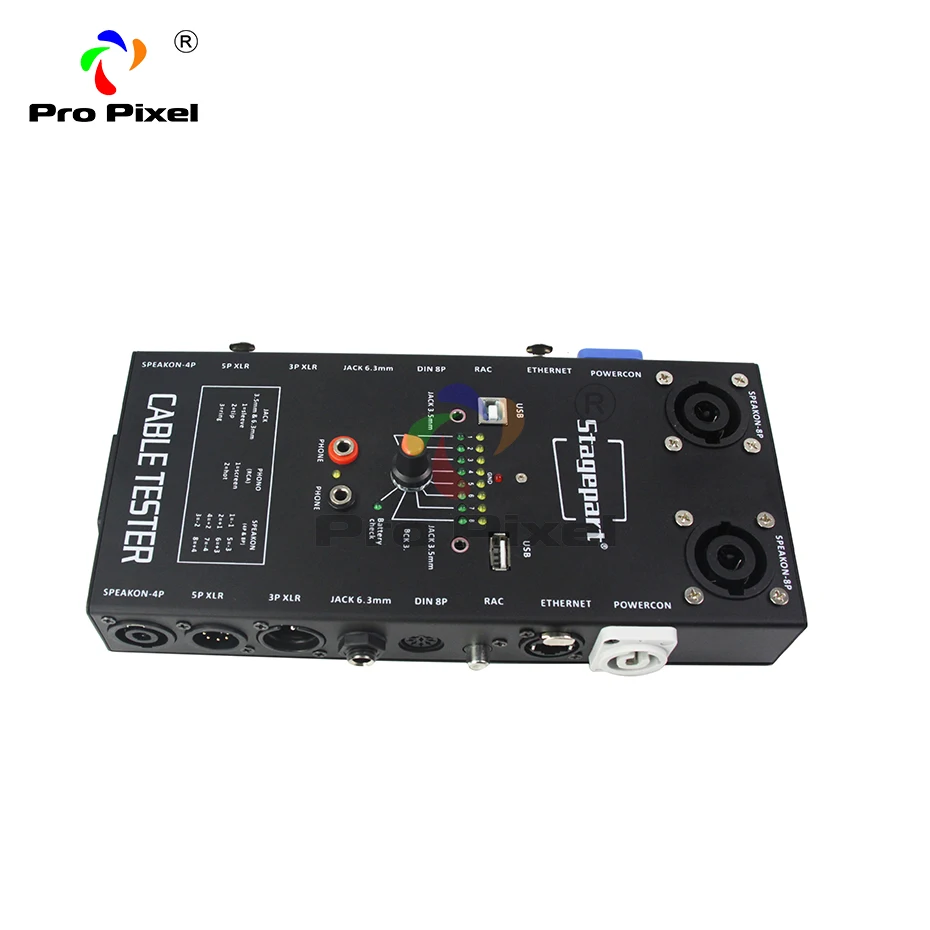 Кабельный тестер для 3pin 5pin XLR, 4& 8-pole speakon, RJ45, USB