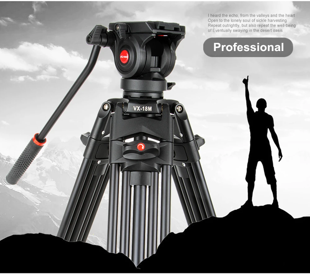 Viltrox VX-18M 1,8 м профессиональная портативная сверхмощная стабильная алюминиевая Нескользящая видео+ штатив гидравлическая головка для видеокамеры DV