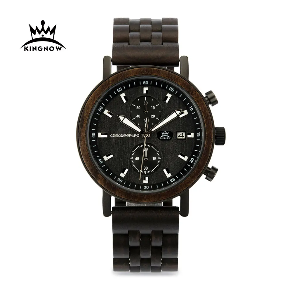 

KINGNOW Wooden Men's Watches for Men Quartz Wristwatch Luminous Male Watch Men Auto Date Man Watch Chronograph Relogio Masculino
