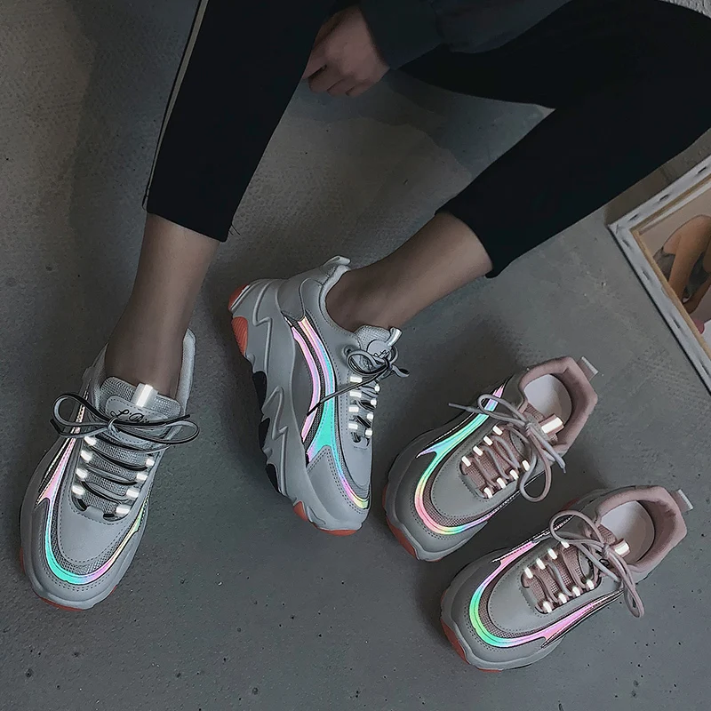 Женские кроссовки с перекрестной шнуровкой Fujin дышащие повседневные сетчатые на