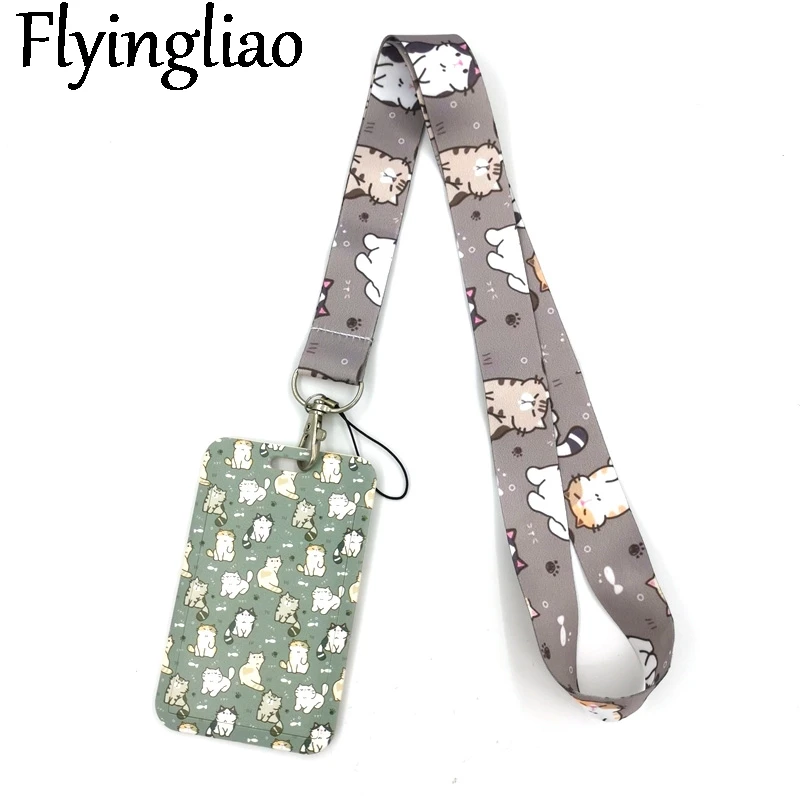 

Cartoon cat Fashion Lanyard ID Badge Holder Bus Pass Case Cover Slip Bank Credit Card Holder Strap Card Holder Gifts