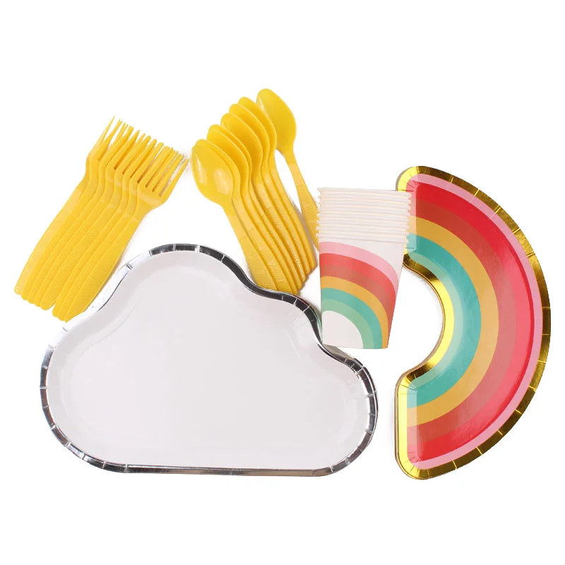 40 шт./компл. Радужные облака одноразовая посуда украшение для дня рождения
