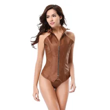 Corsé Steampunk para mujer, corpiño largo por encima del pecho, con cremallera, 6Xl talla grande, cintura, ajustado, de cuero (1)