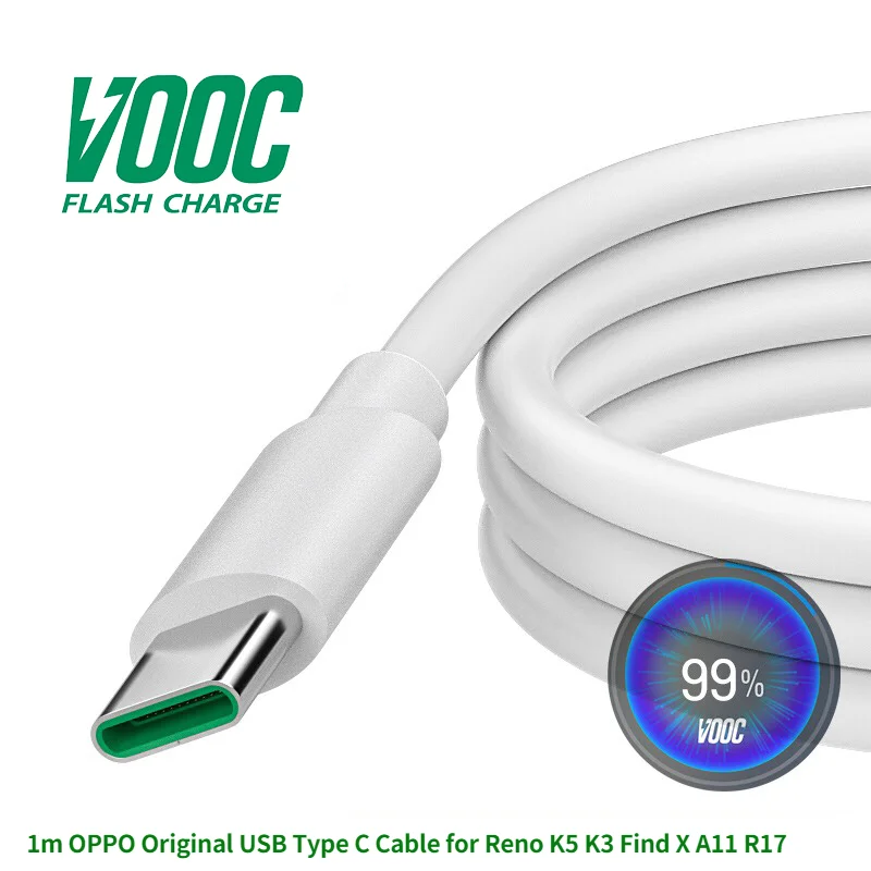 

1m OPPO Original USB Type C Cable for Reno K5 K3 Find X A11 R17 VOOC Flash Charger Super Flash Charging Type C Charger Wire