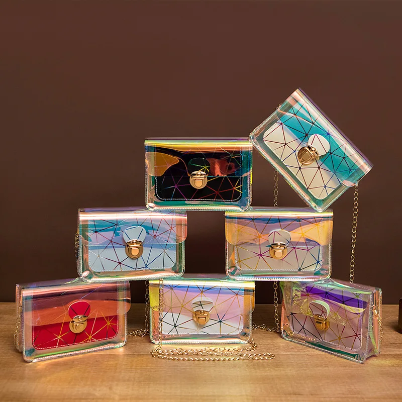 

2021 Korean Dazzle Colour Plaid Women's Shoulder Bag PU Leather Crossbod Bags for Women Lock Catch Designer Purse A230