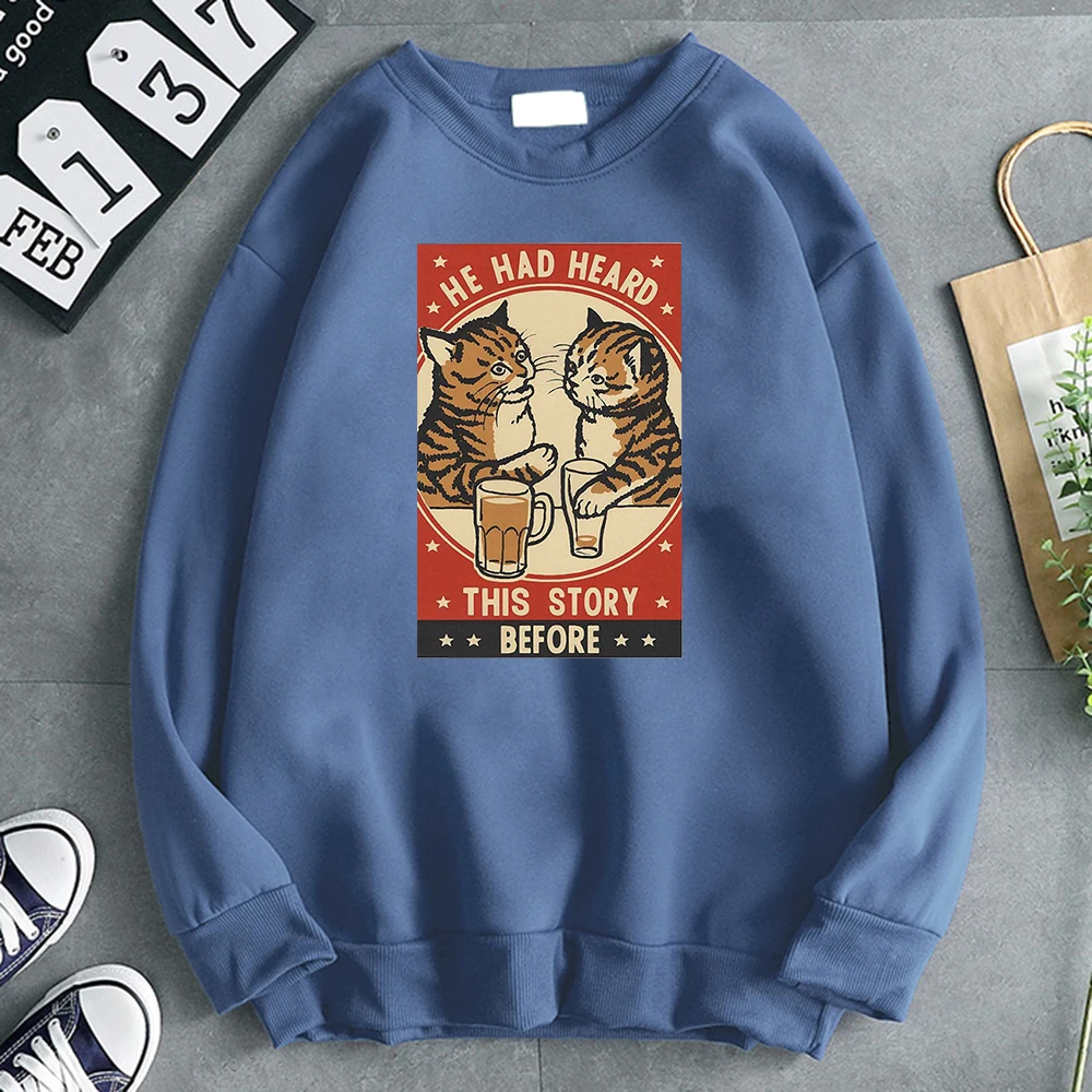 

Толстовки с мультяшным принтом животных, свободные толстовки с карманами, осенняя новинка, мужская толстовка с круглым вырезом, модные спор...