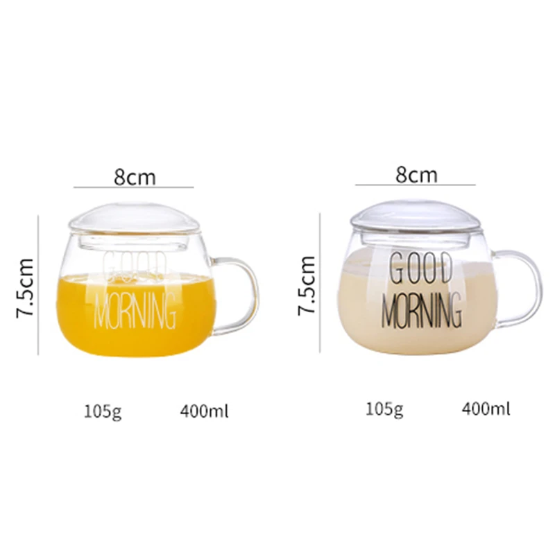Стеклянная чашка для завтрака с ручкой крышкой большая емкость молока большого