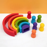 1set silicone rainbow stacker building blocks educational baby toy puzzle montessori rainbow series stacking game toy kids gift