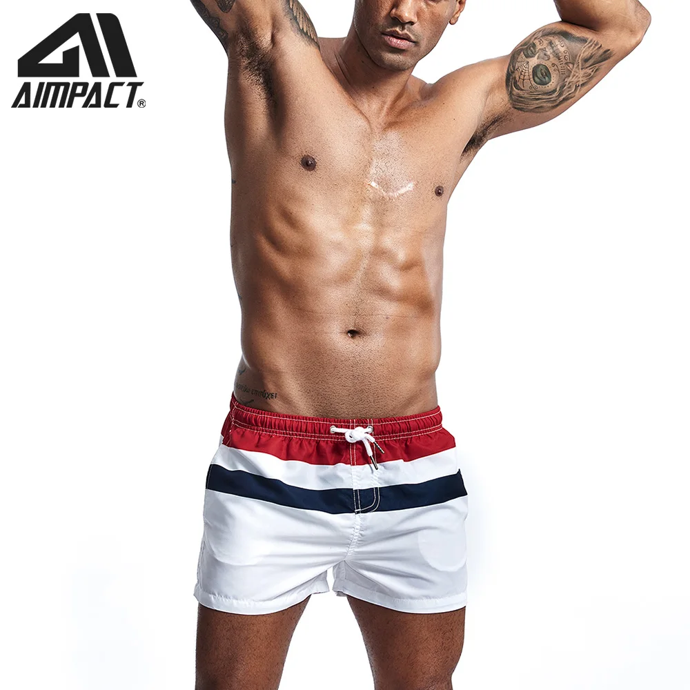 Fashion New Men's Board Shorts Fast Dry Male Swim Trunks Striped Casual Sport Surf Beachwear Hybird Shorts AM2212