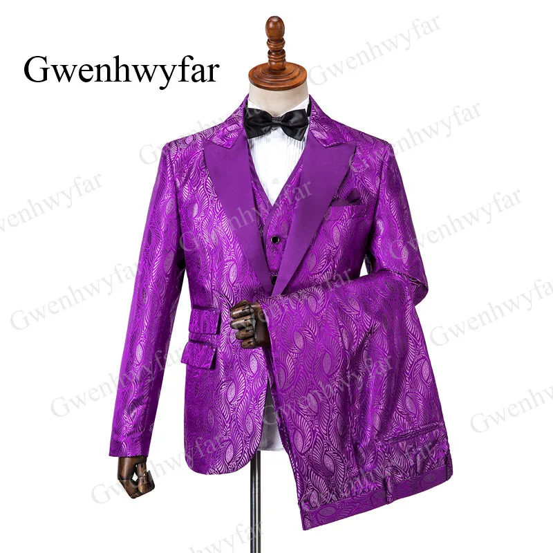 Gwenhwyfar 2019 роскошное фиолетовое цветок блестящие отворот Для мужчин торжественное