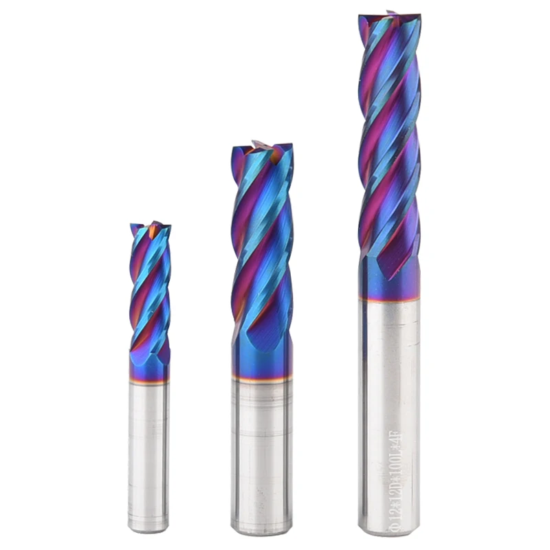 

HRC65 Carbide End Mill Cutter 1 2 4 5 6 8 10 12mm 4 Flutes Milling Cutter Nano Coating Tungsten Steel Cutting Tools CNC Maching