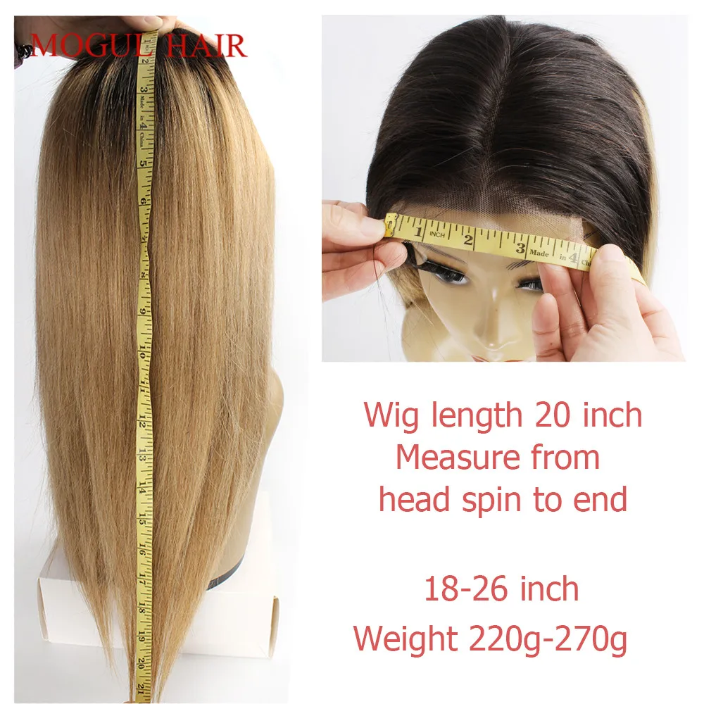 Mogul Hair 4x4 парик из натуральных волос на шнурке 1B 27 Омбре медовый блонд