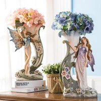 european style angel vintage vase resin crafts furnishing wedding birthday gift home living room bedroom stylish decoration