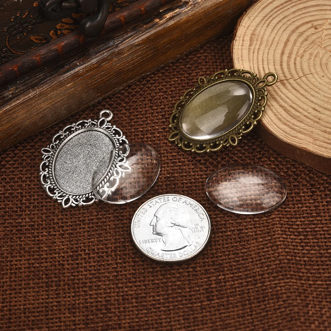 Овальная основа подвески стеклянные кабошоны 18x25 мм для самостоятельного