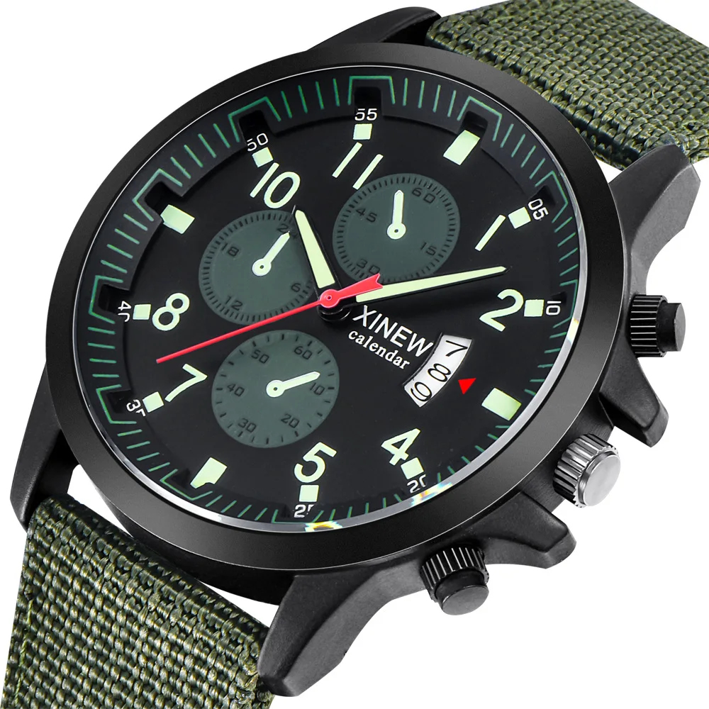 

Часы Reloj Hombre мужские спортивные, модные брендовые кварцевые наручные, в стиле милитари, с холщовым покрытием, для активного отдыха