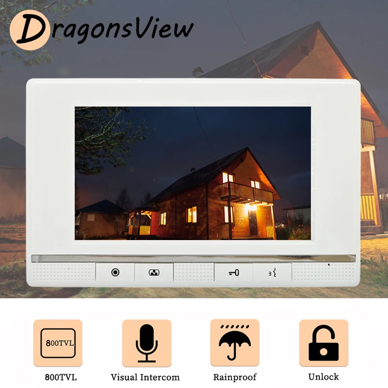 dragonsview video home intercom with electric lock 800tvl ip65 outdoor doorbell camera 7 inch wired entry door phone system free global shipping