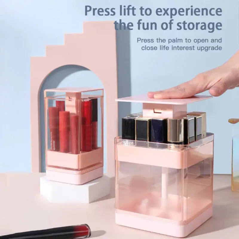 

New Product Creative Press Lift Type Lipstick Storage Box Dressing Table With Lid Visible Split Lip Glaze Lipstick Storage Rack