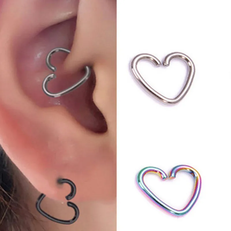 Кольцо для носа из нержавеющей стали персикового цвета в форме сердца кольцо